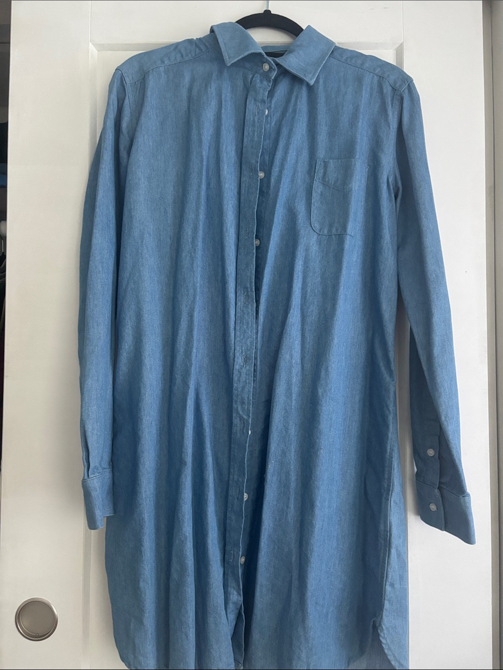 Light Blue Denim Longline Shirt - Unbranded